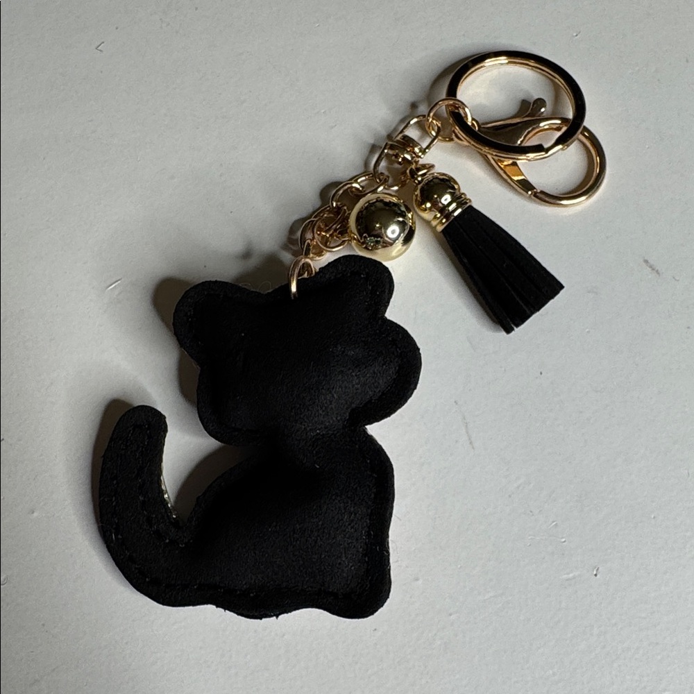 Crystal Cat Keychain with Gold Accents - Picture 2 of 2